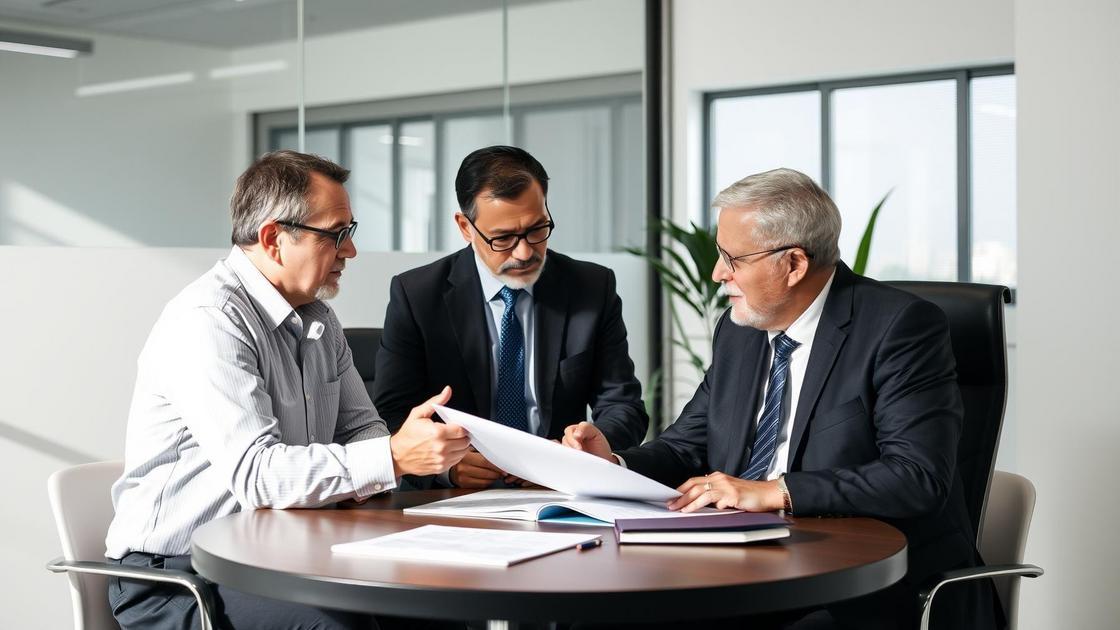 Cliente idoso consultando advogado sobre contribuição retroativa ao INSS em escritório moderno.