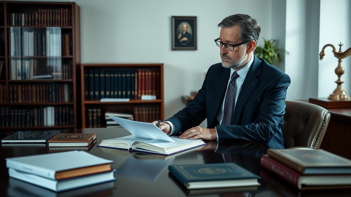 Advogado orientando cliente sobre a diferença entre CLT e PJ em escritório, enfatizando vantagens e desvantagens.