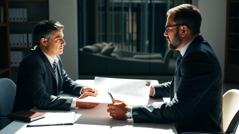 Cliente consultando advogado em escritório de advocacia, explorando como buscar reparação por danos materiais.