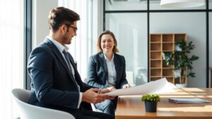 Trabalhador autônomo em consulta com advogado, discutindo direitos previdenciários.