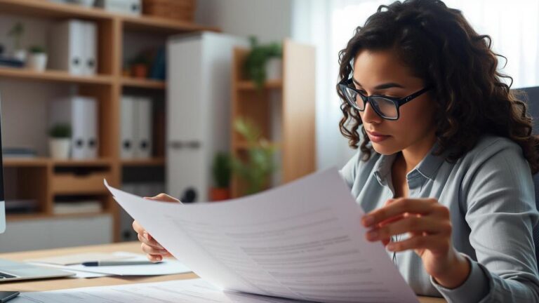 Contribuinte revisando documento de Imposto de Renda demonstrando ansiedade e determinação sobre a malha fina do IRPF.