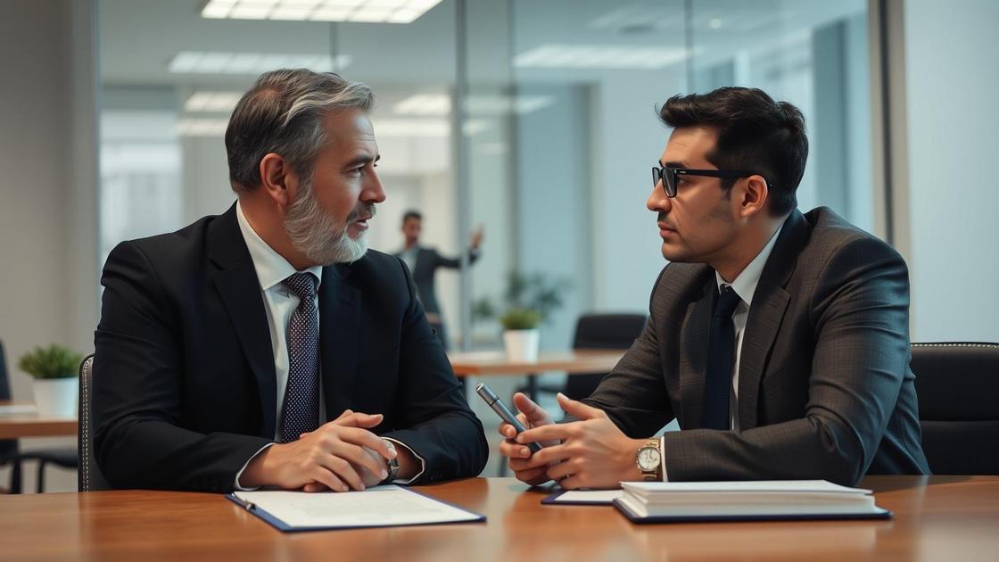 Advogado guiando casal sobre planejamento sucessório em escritório moderno com documentos.