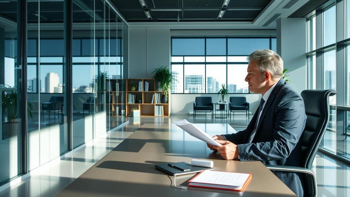 Trabalhador jovem consultando advogado sobre demissão sem justa causa em escritório moderno iluminado.