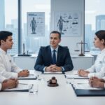 Trabalhadores de restaurantes em reunião com advogado discutindo gorjetas e guarnições no ambiente de trabalho.